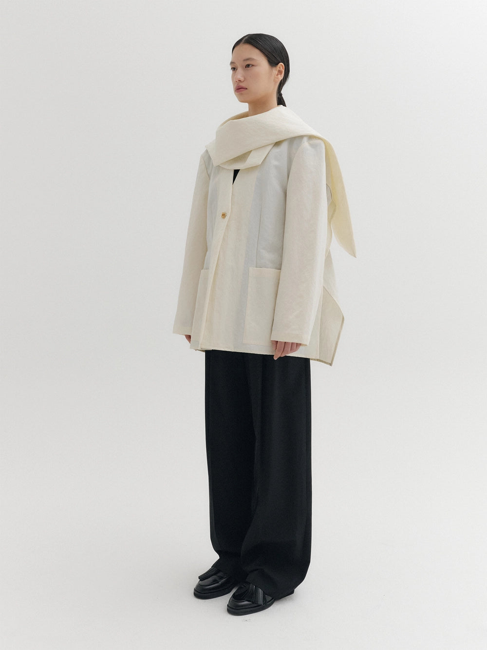 EENK Drape Collar Jacket - Ivory