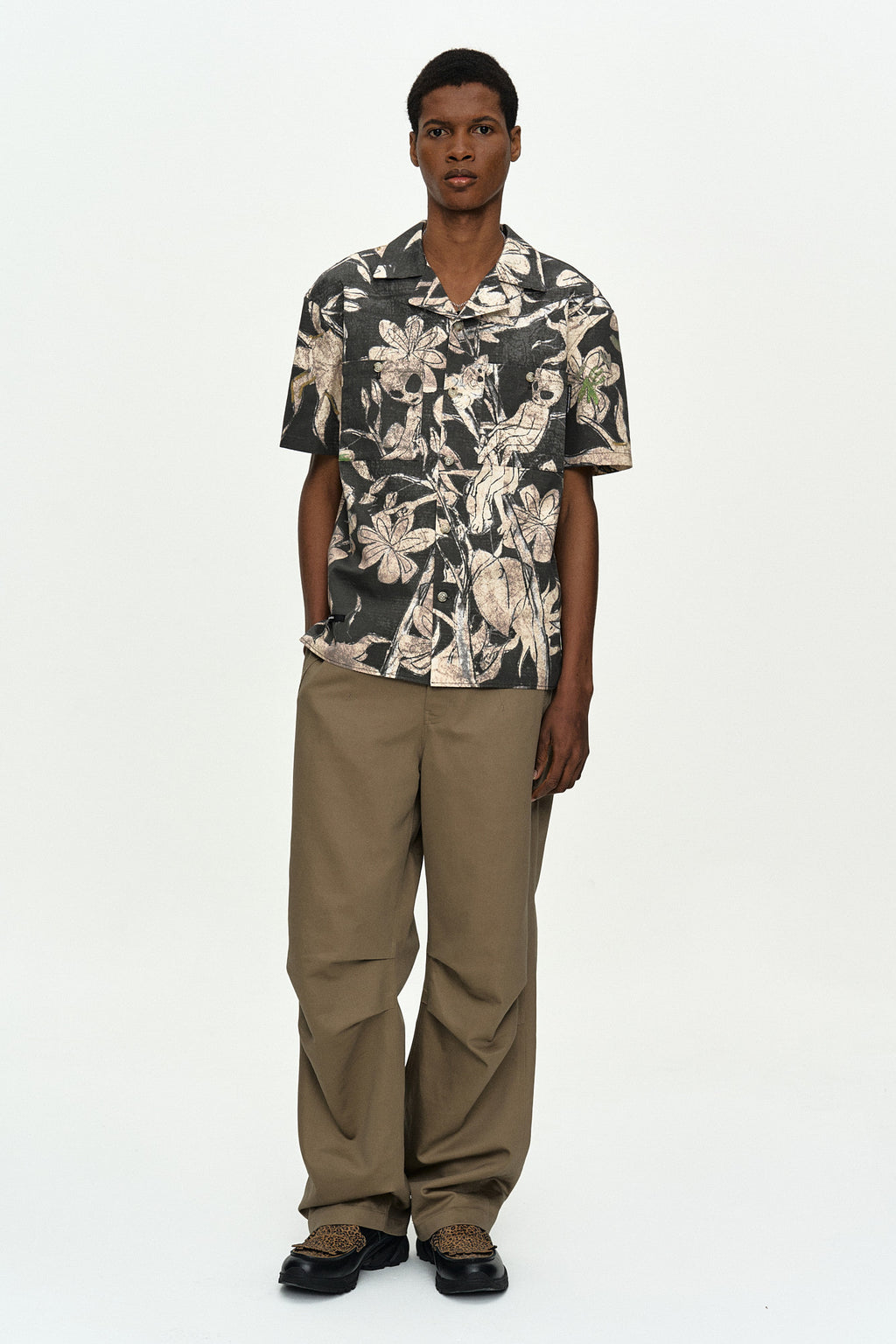 Andersson Bell Flower Printed Open Collar Shirt