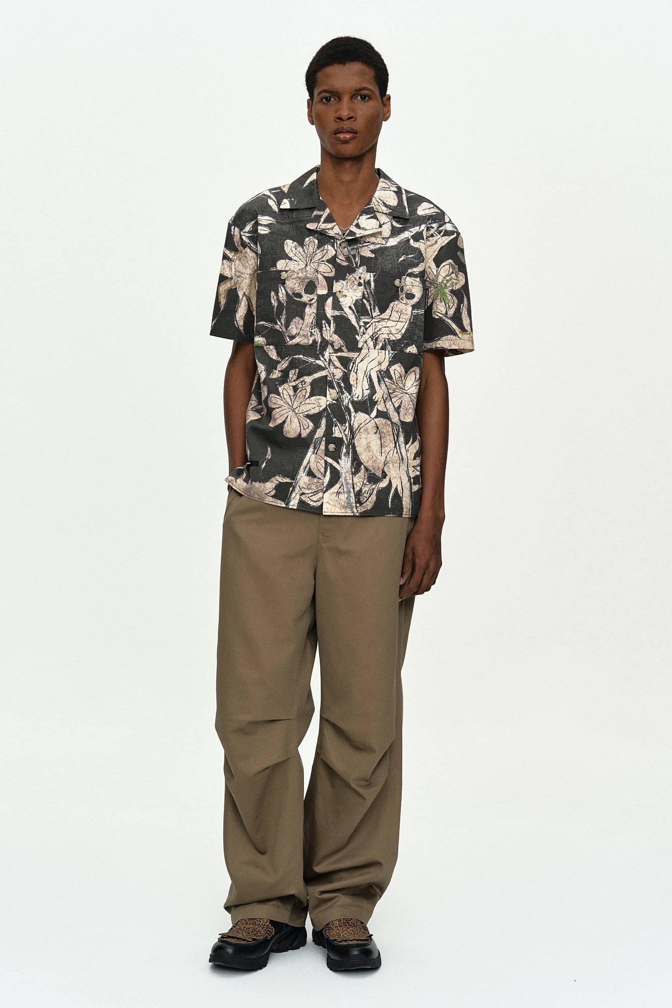 Andersson Bell Flower Printed Open Collar Shirt