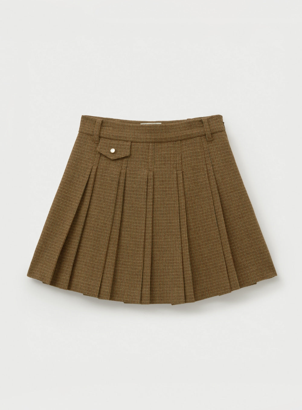 [satur] (W) Check Pleats Mini Skirt - Brown