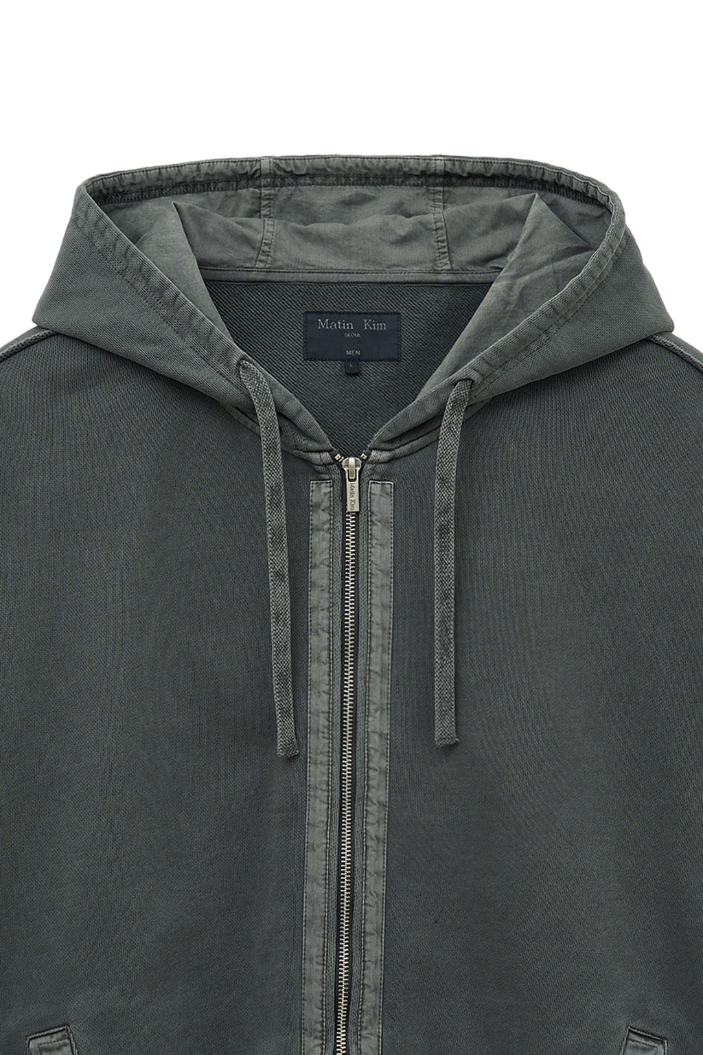 Matinkim Back Logo Pigment Dyed Zip UP Hoody For Men IN Charcoal