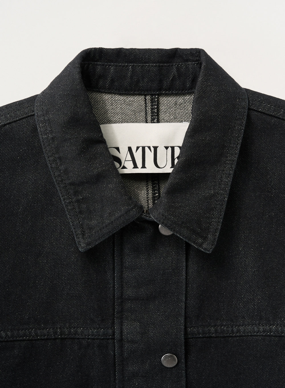 [satur] (W) Nonfade Denim Half Single Jacket - Black