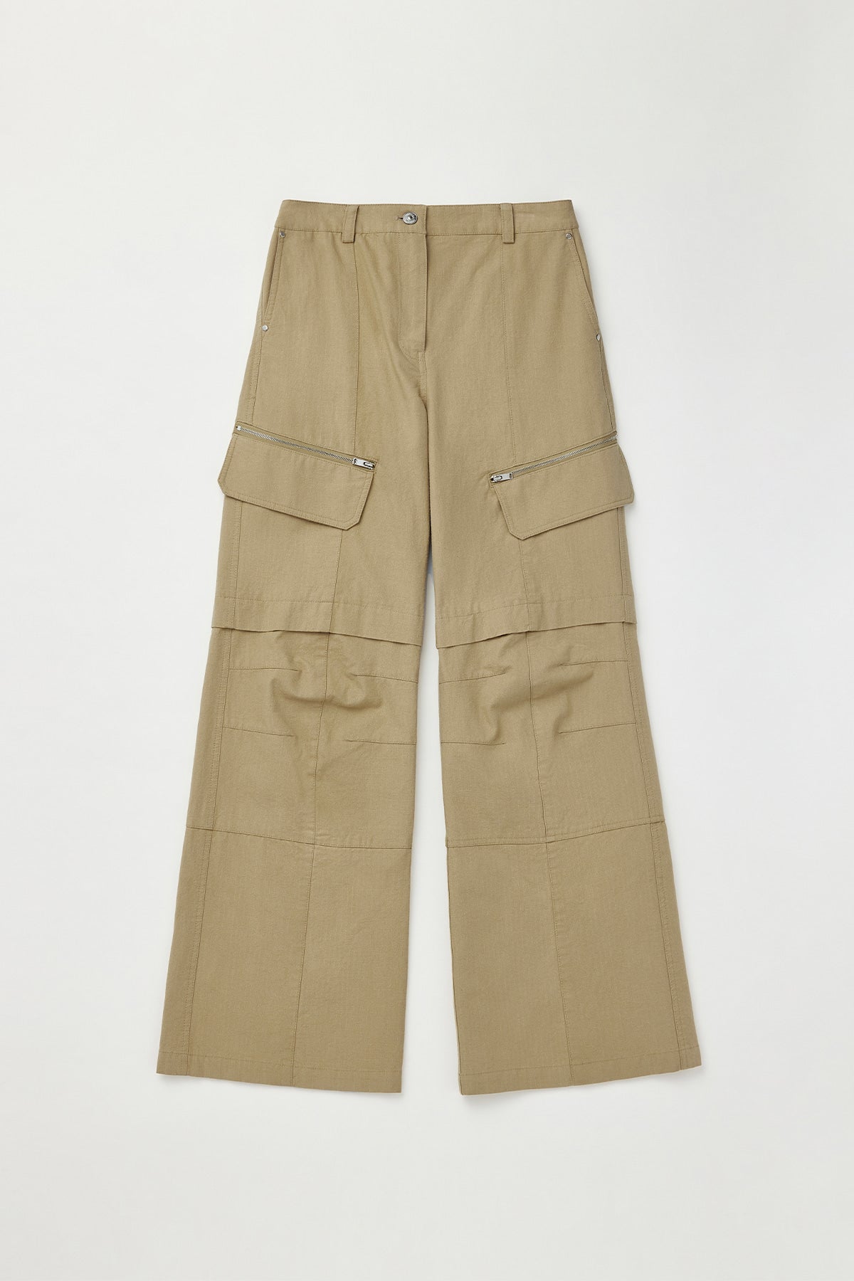 Matinkim Zipper Point Cotton Cargo Pants IN Beige