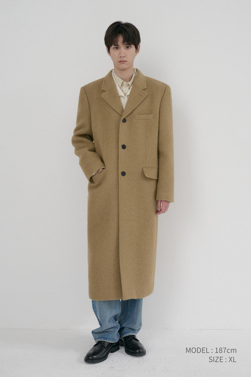 Dunst Unisex 2-Way 3 Button Boucle Wool Coat Camel
