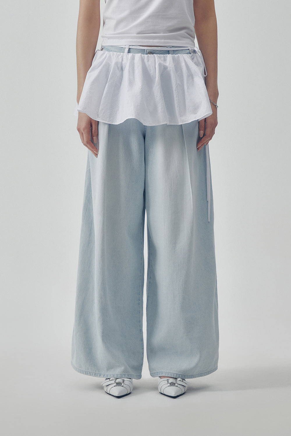 Treemingbird Glossy Layered Skirt White