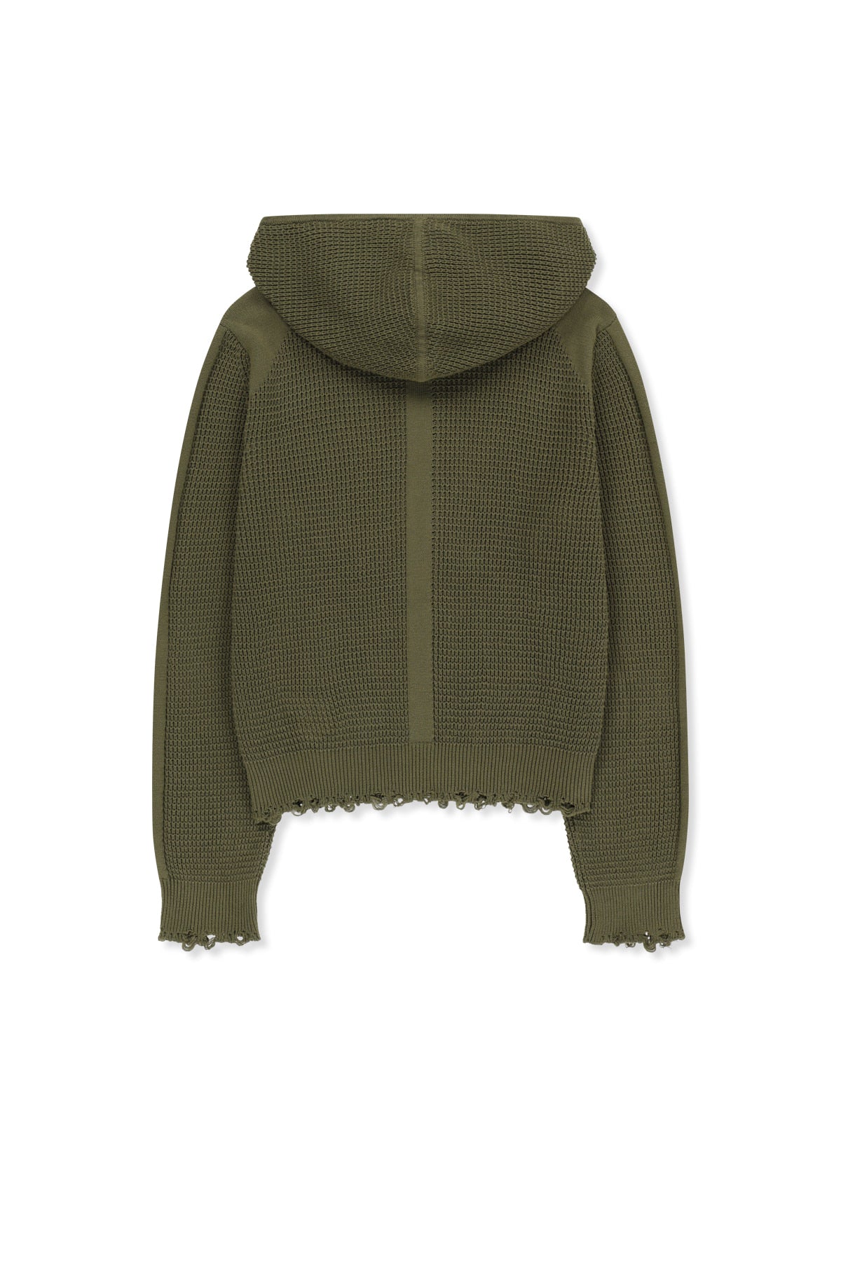 Matinkim Waffle Texture Hoody Knit Zip UP IN Khaki