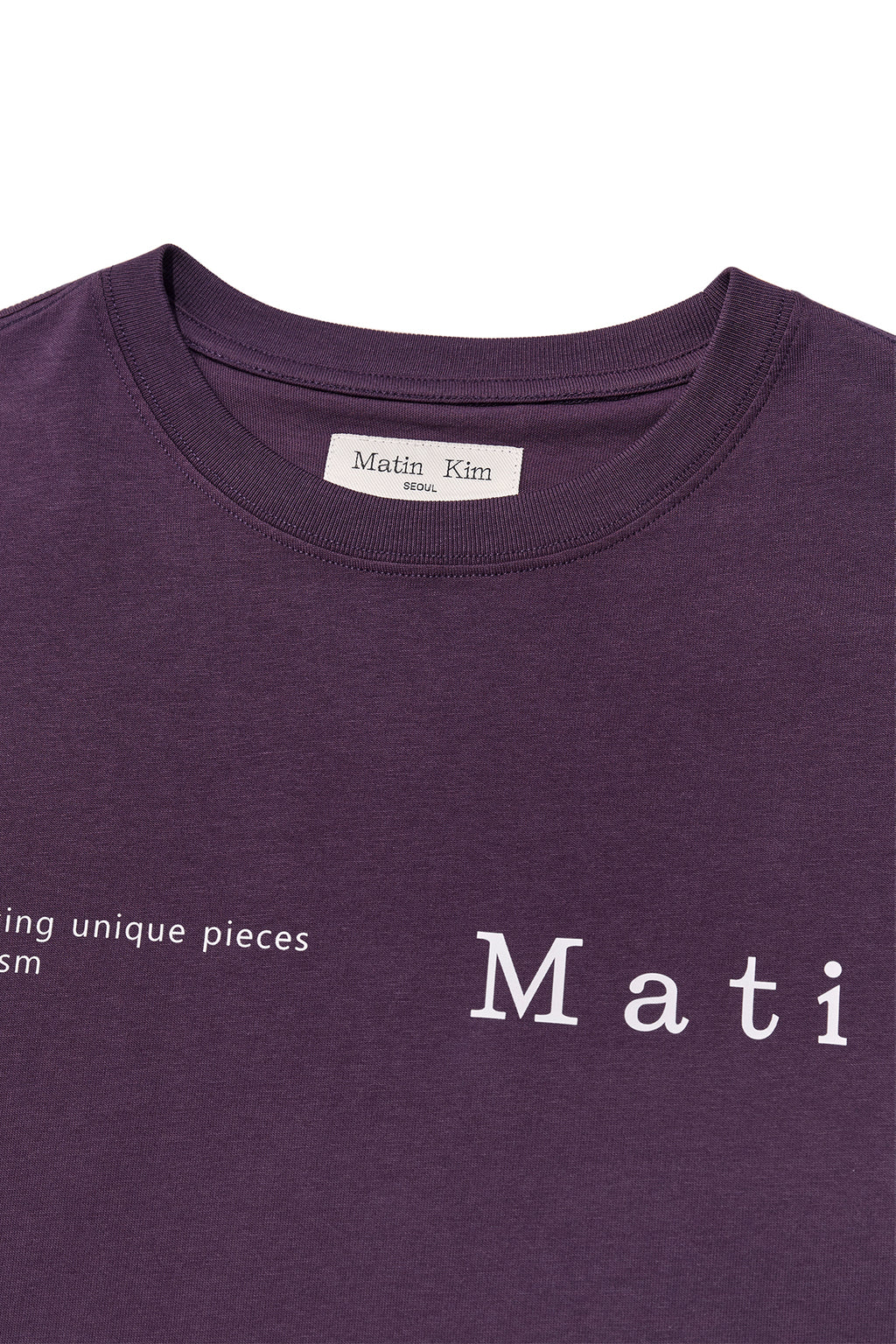 [matinkim] HALF TEXT LOGO TOP FOR WOMEN IN PURPLE