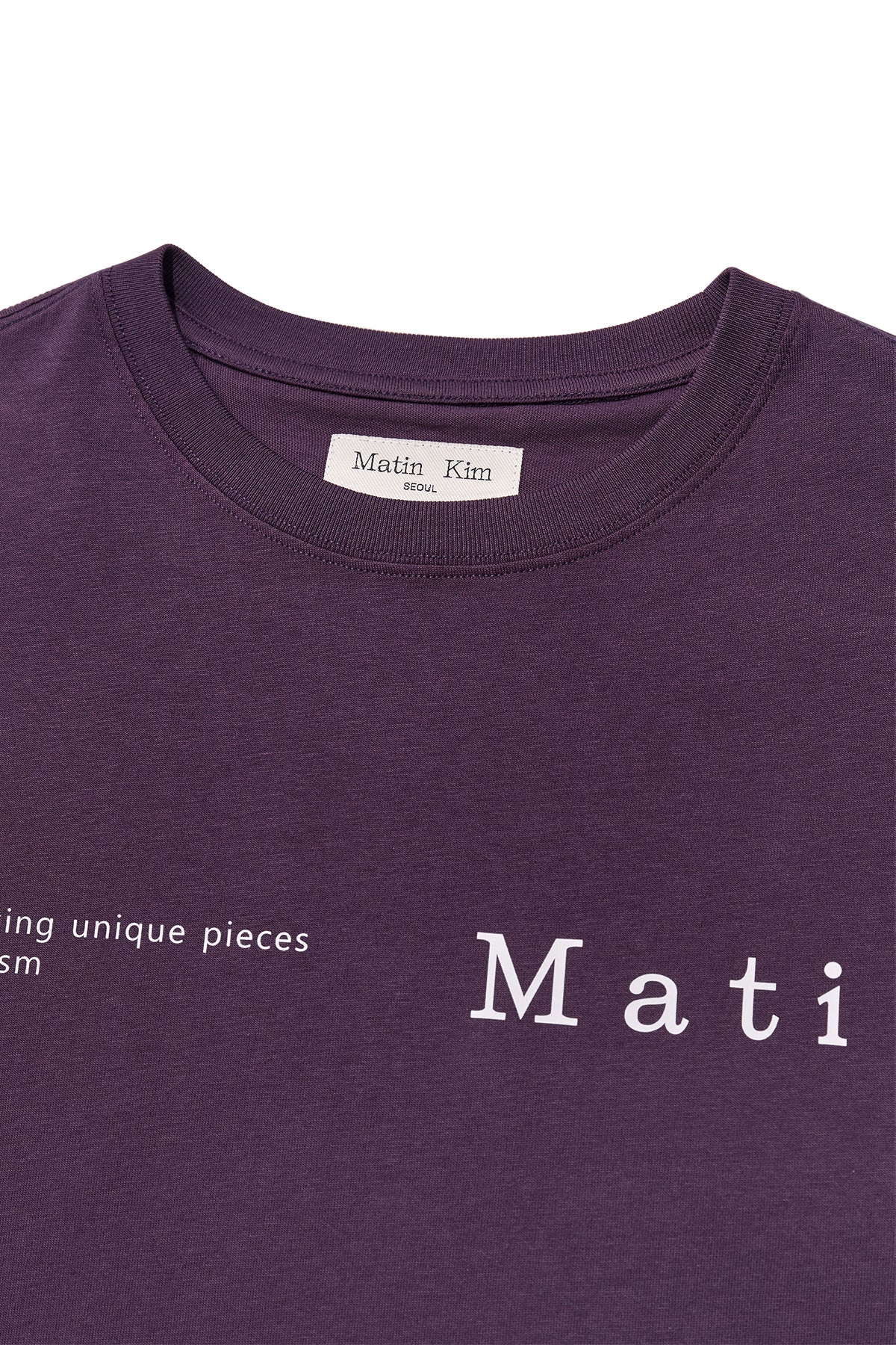[matinkim] HALF TEXT LOGO TOP FOR WOMEN IN PURPLE