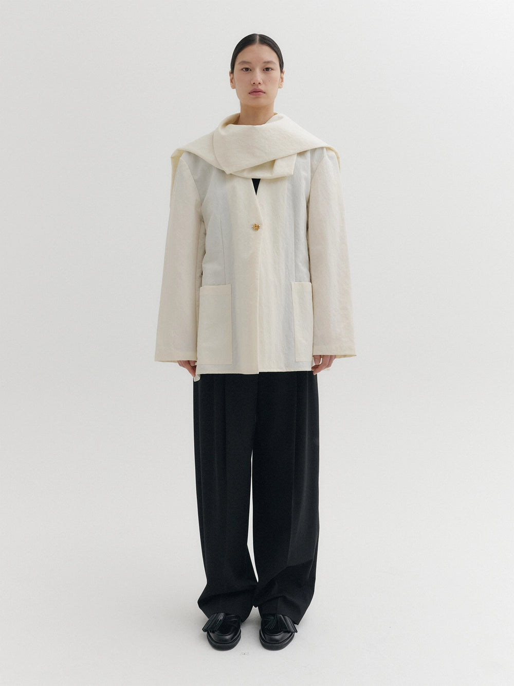 EENK Drape Collar Jacket - Ivory