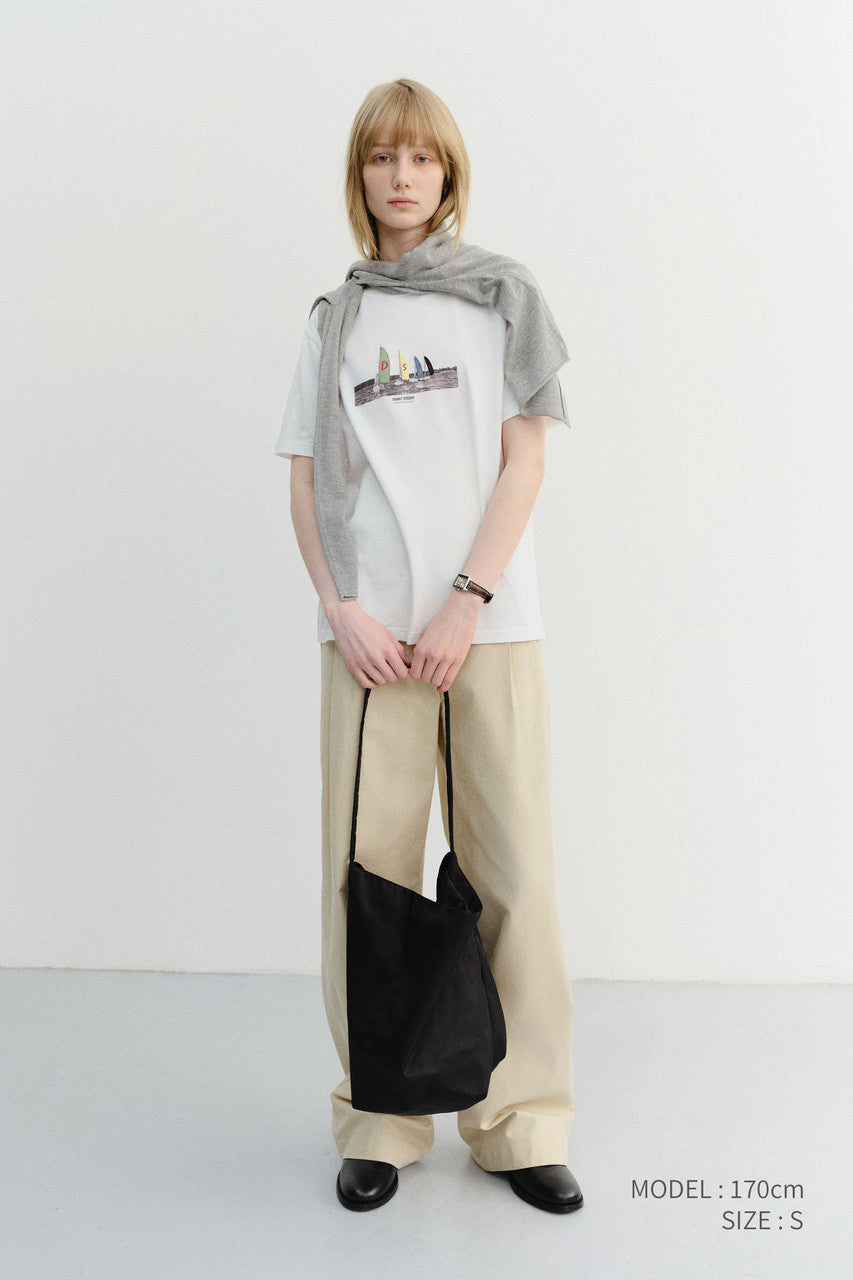 Dunst Unisex Applique Yacht T-Shirt Off White