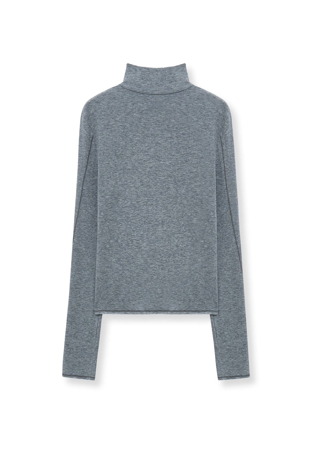 [matinkim] BUTTON SLIT HALF NECK TOP IN GREY