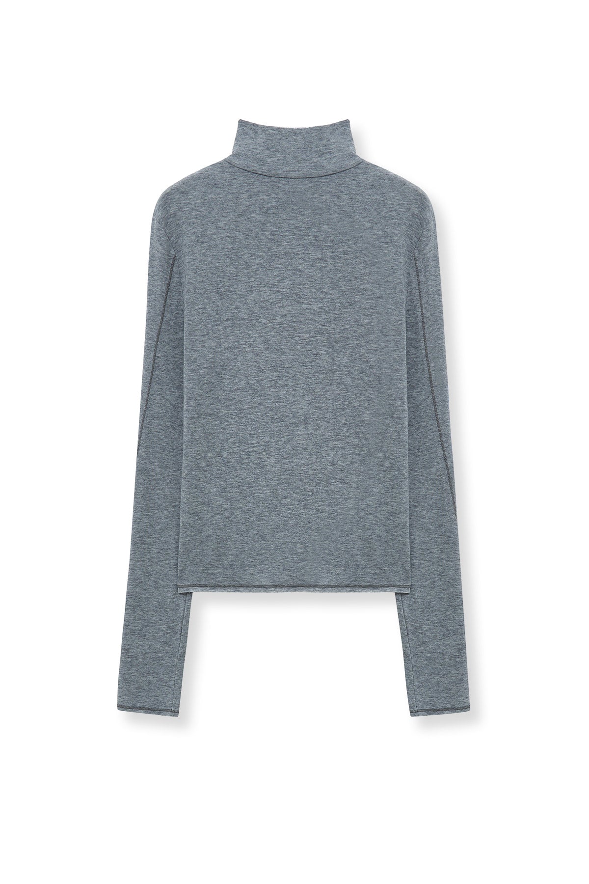 [matinkim] BUTTON SLIT HALF NECK TOP IN GREY