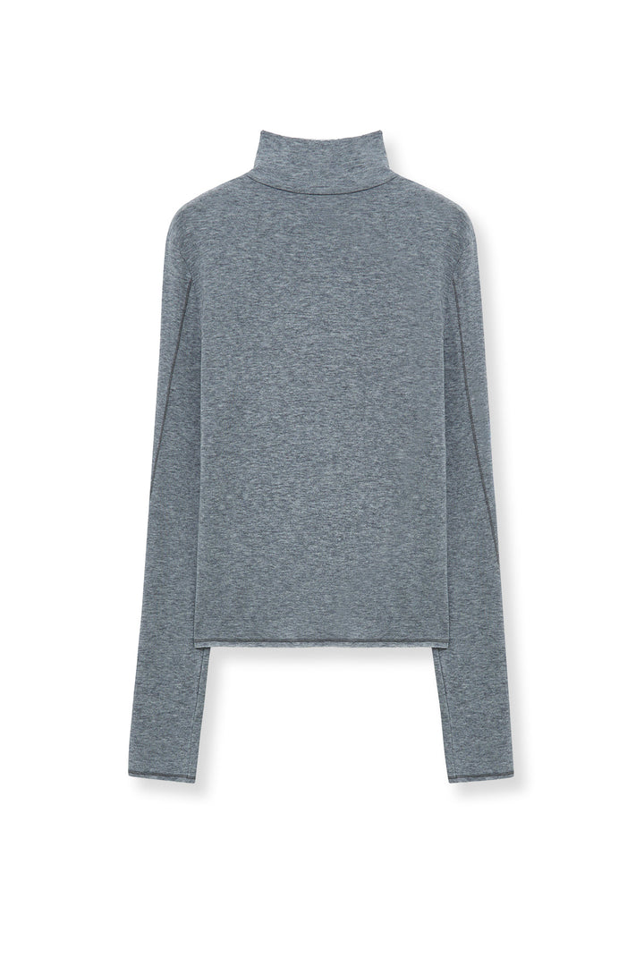 Matinkim Button Slit Half Neck Top IN Grey