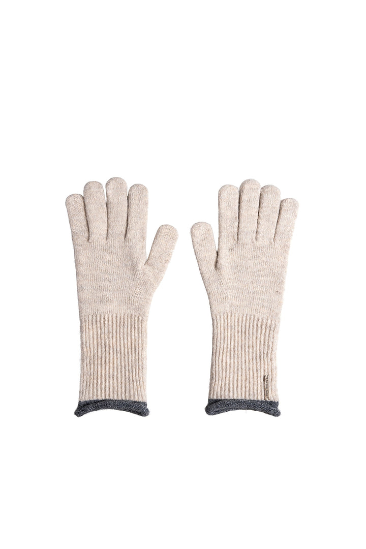 Matinkim Color-Block Cuff Gloves For Women In Light Beige