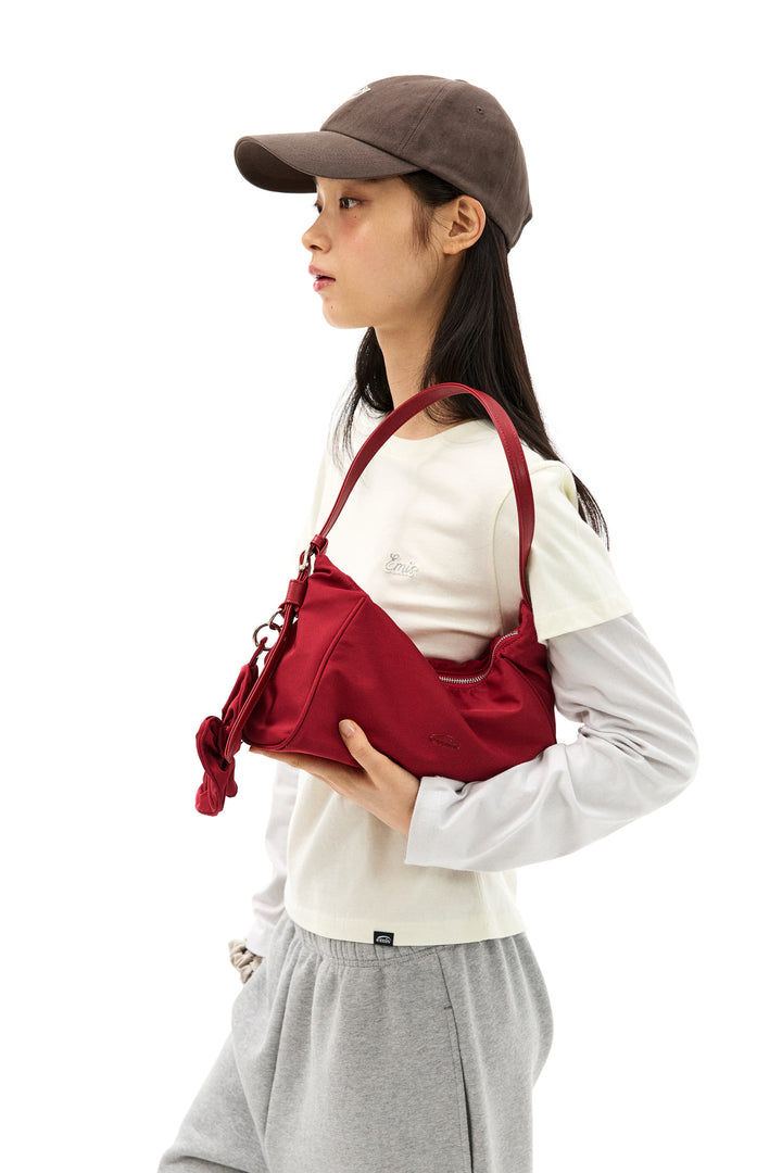Emis Tonal Hobo Bag-Red