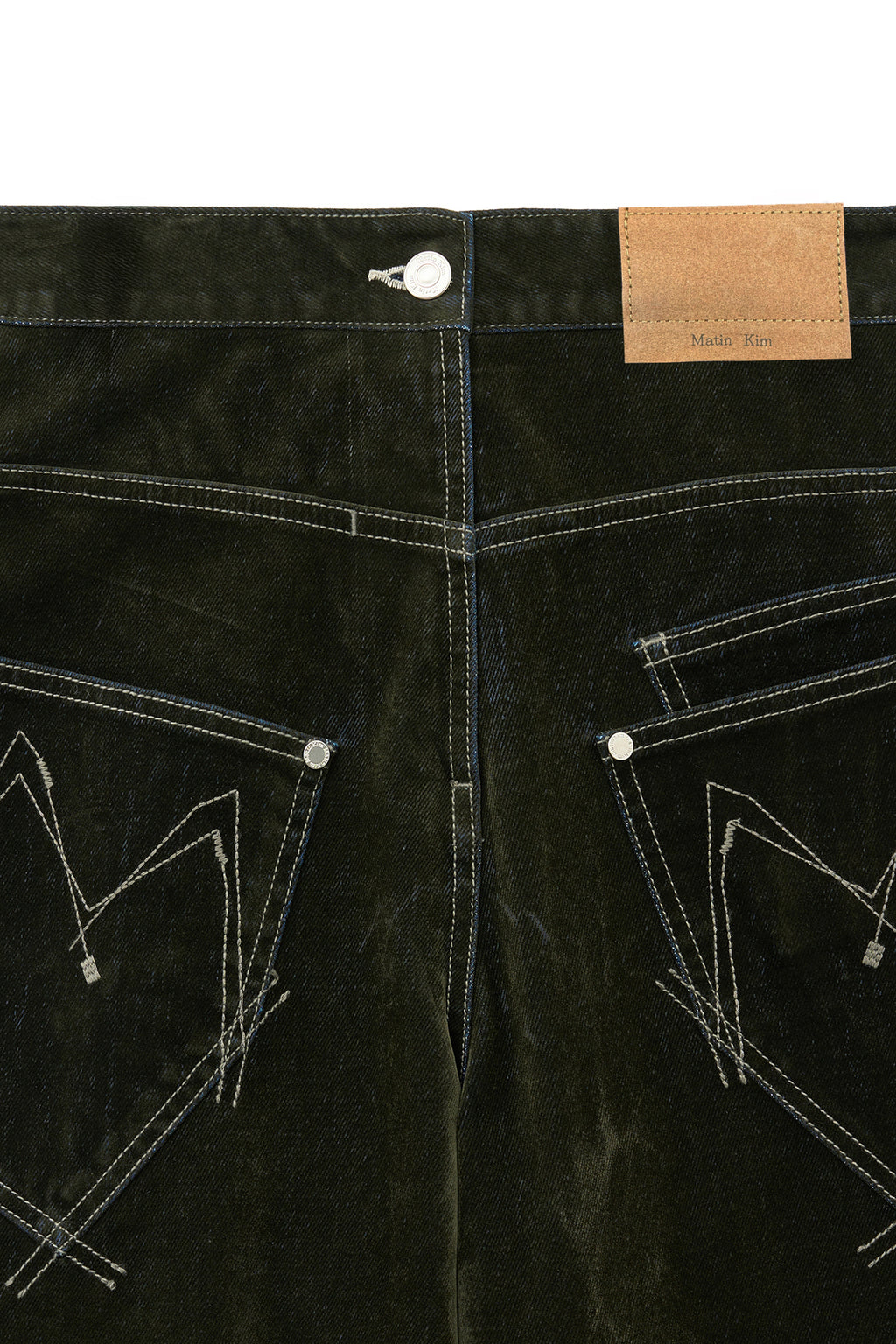 [matinkim] REVERSE VELVET WIDE DENIM PANTS IN KHAKI