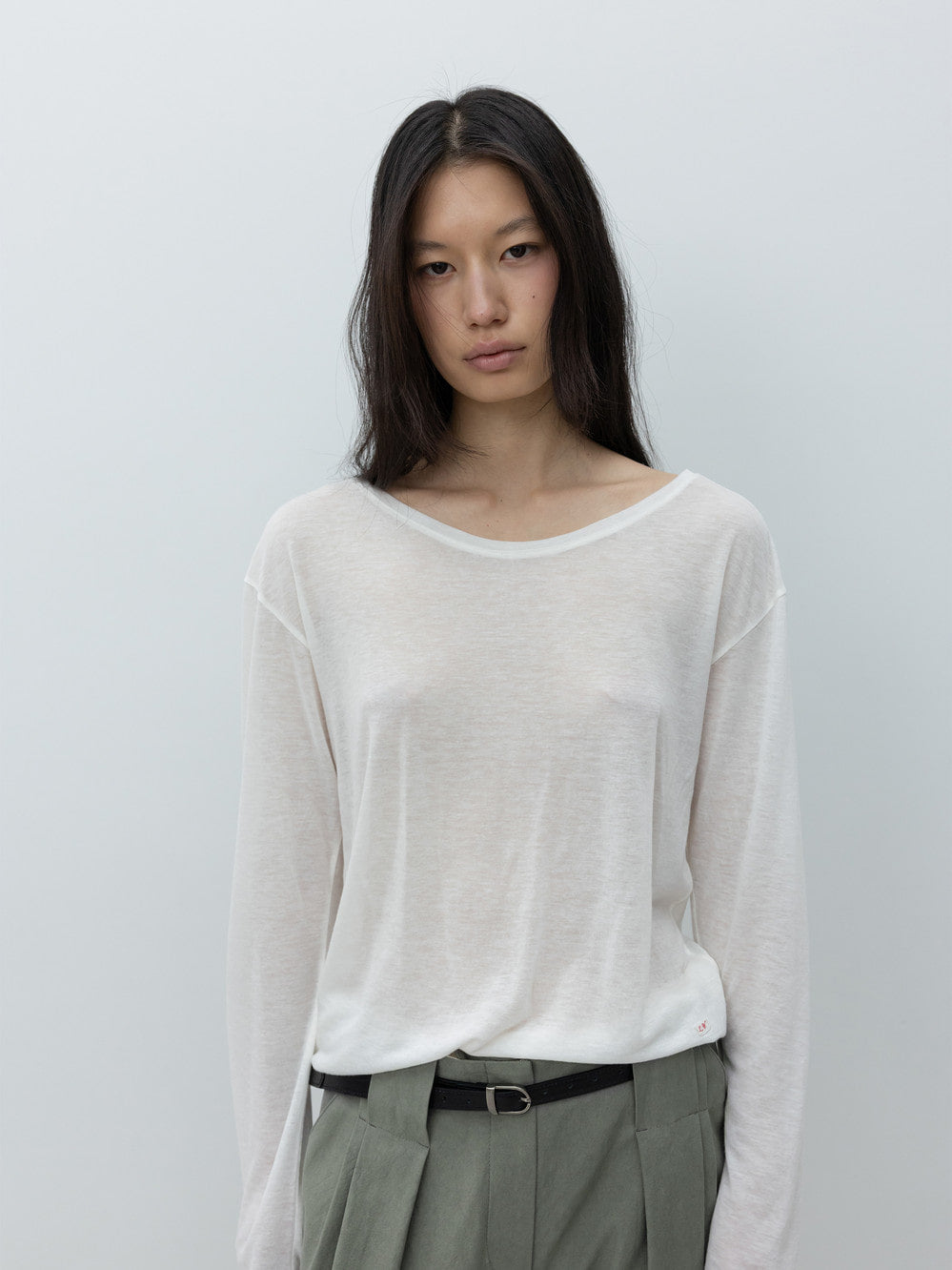 Low Classic Wool Tencel Long Sleeve T-Shirt Ivory