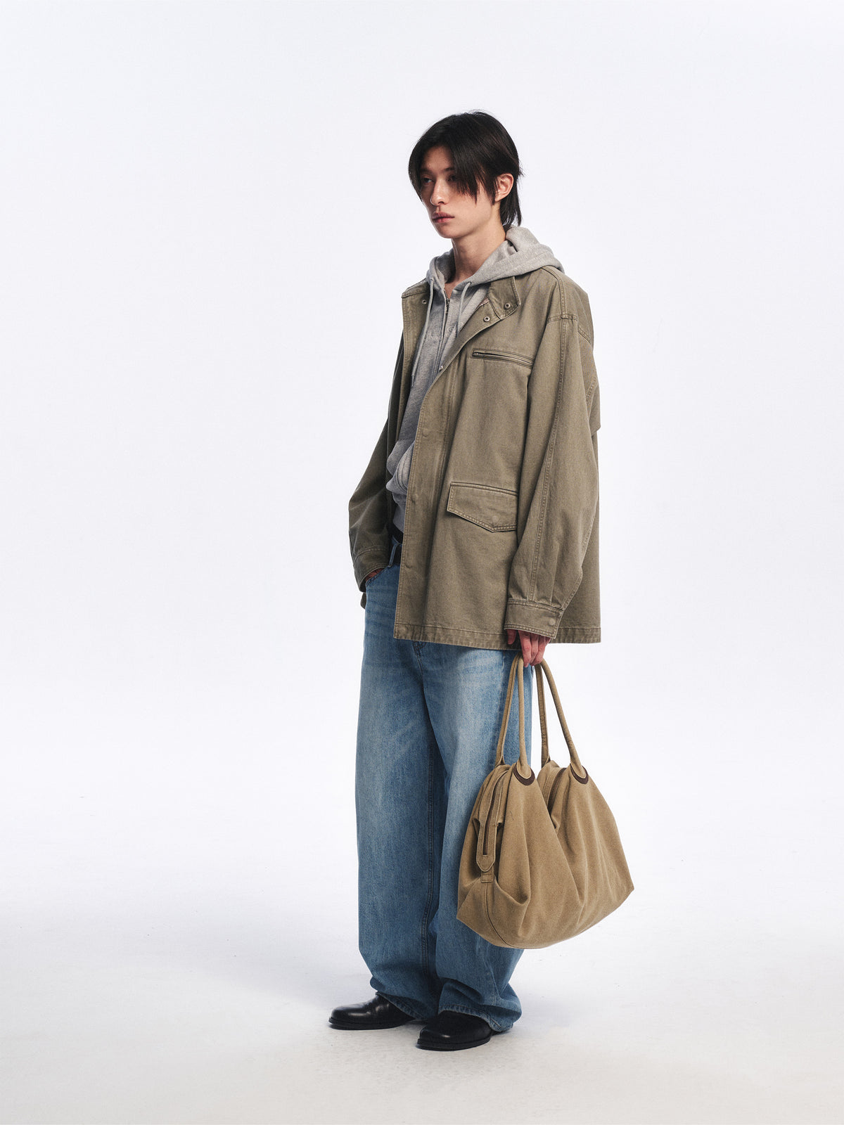 Low Classic Washed Cotton Utility Jacket Khaki