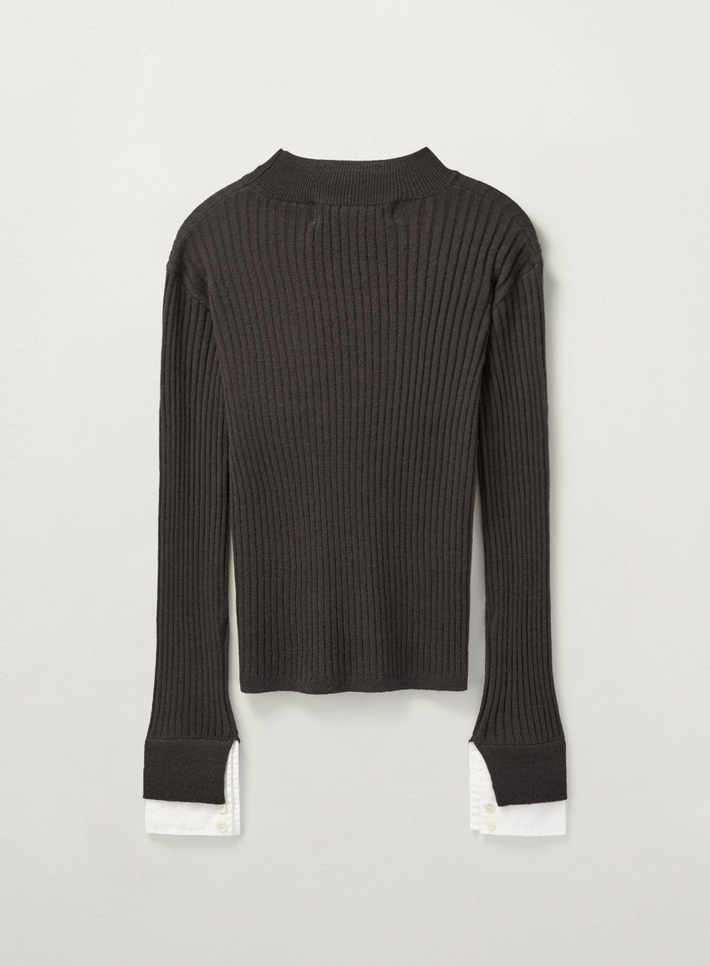 [satur] (W) Cuffs Mock Neck Knit - Brown