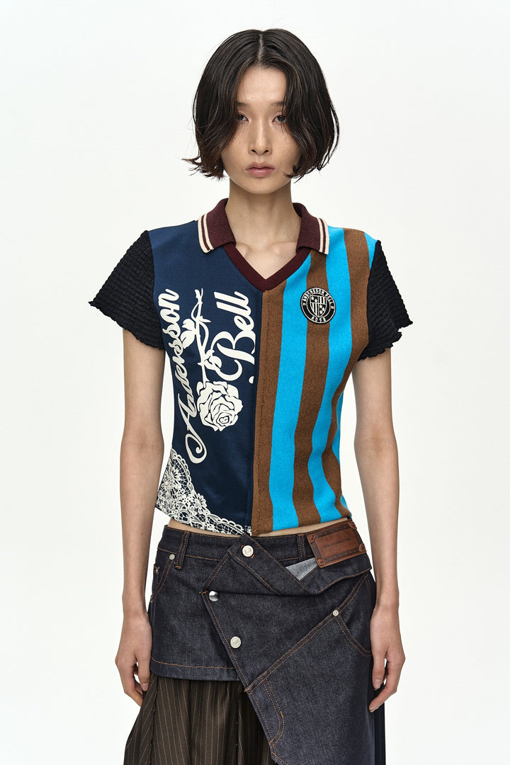 Andersson Bell Reworked Football Collar Top