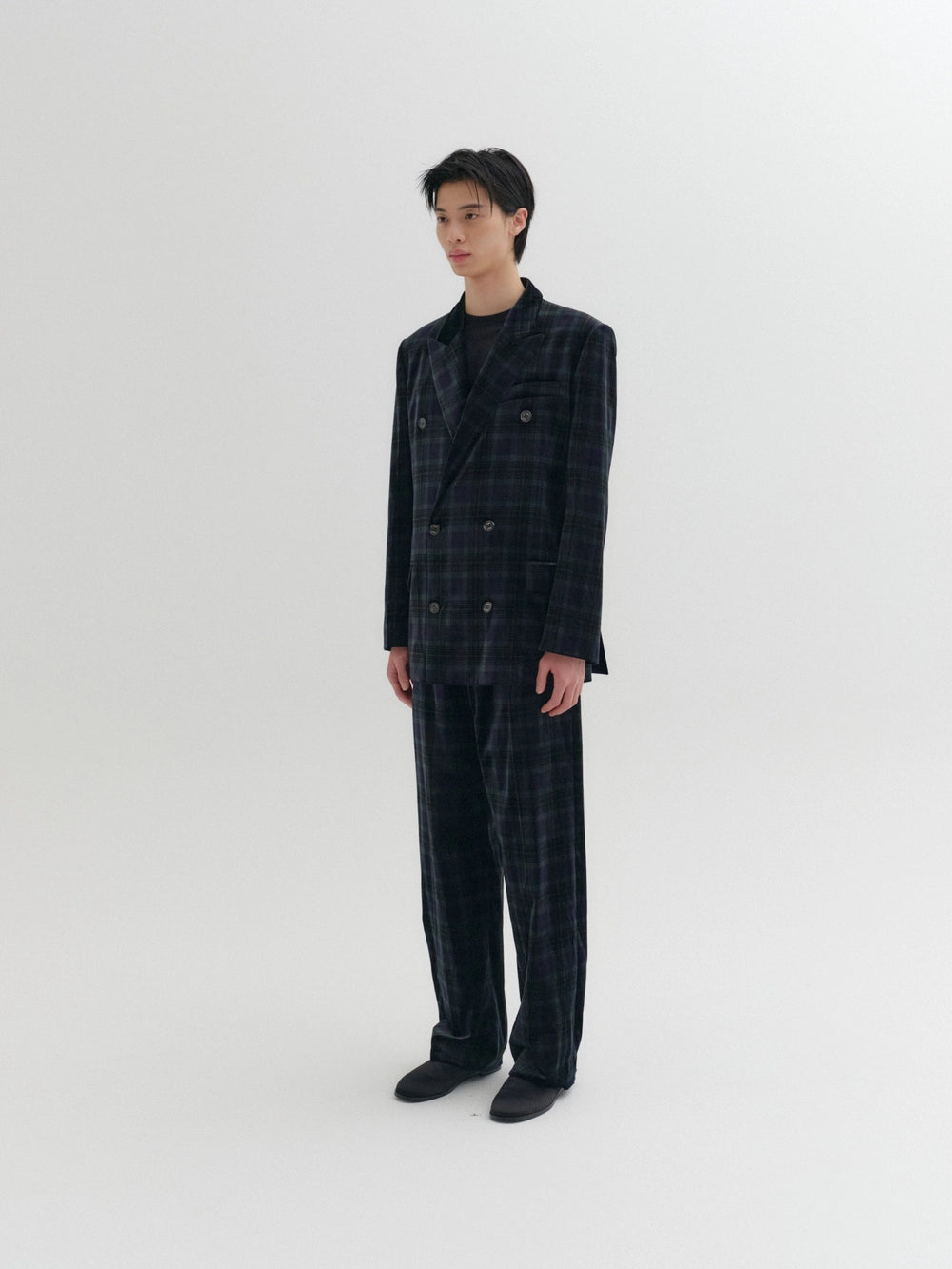 EENK Double-Breasted Blazer - Navy Check