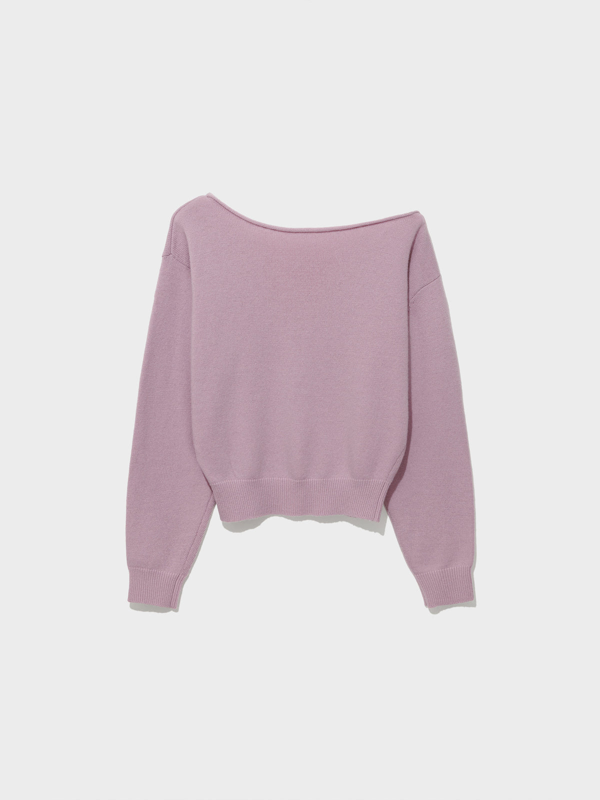 Low Classic Rolled Edge Off-Shoulder Sweater Pink