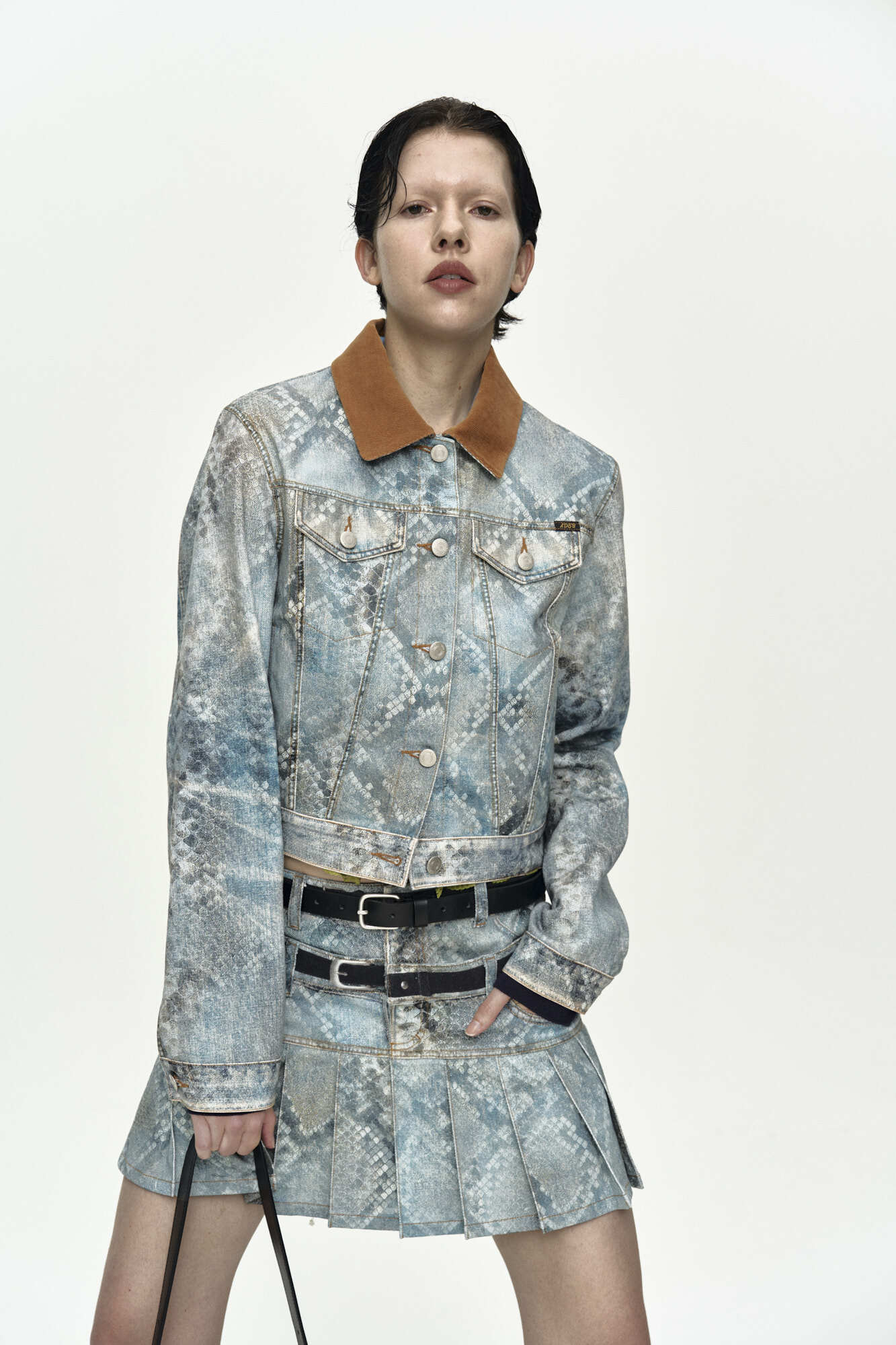Andersson Bell Python Fade Denim Printed Jacket