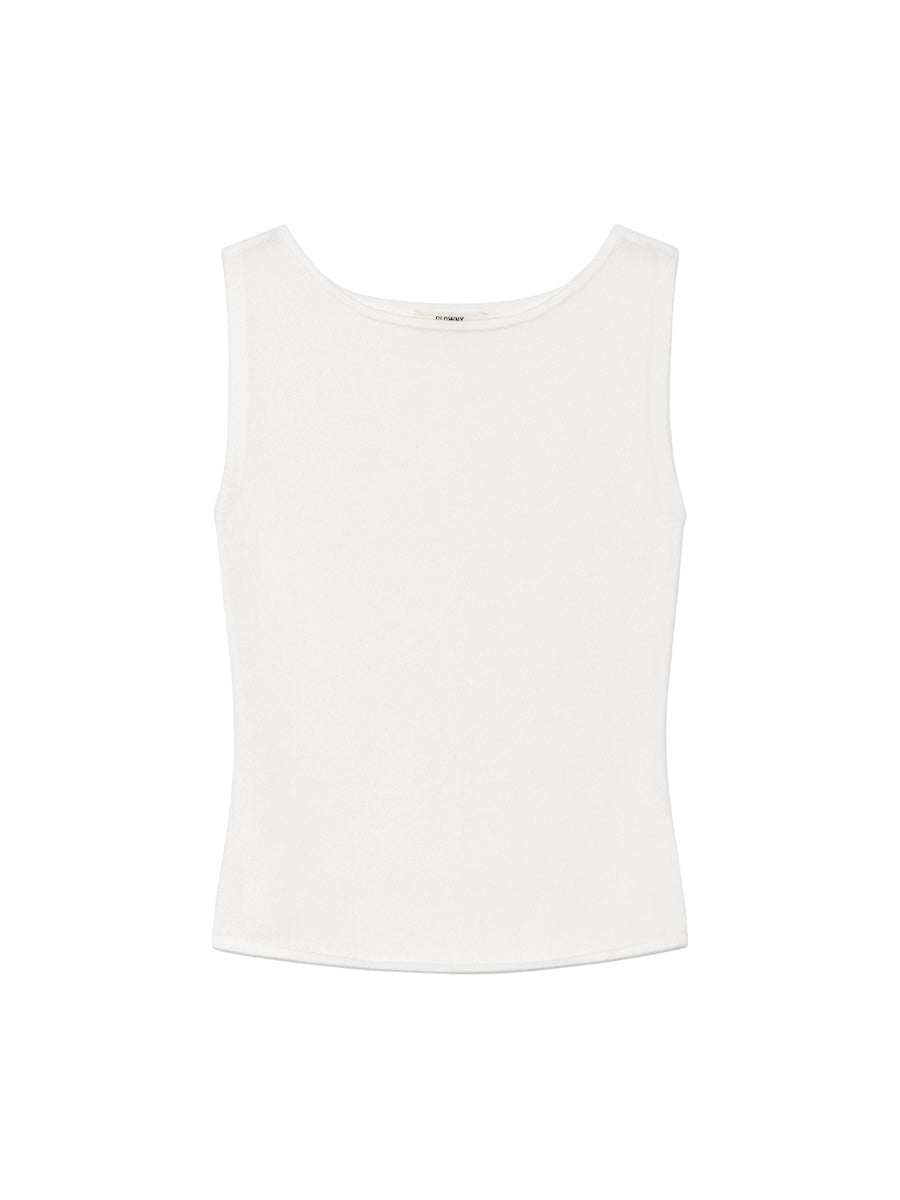 GLOWNY G Knit Slit Sleeveless Top (White)