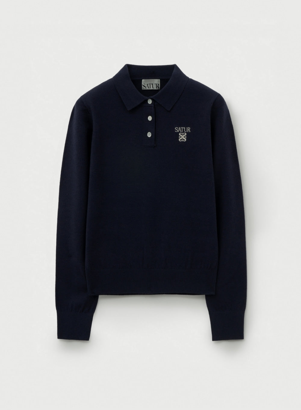 [satur] (W) Basic Polo Knit - Navy