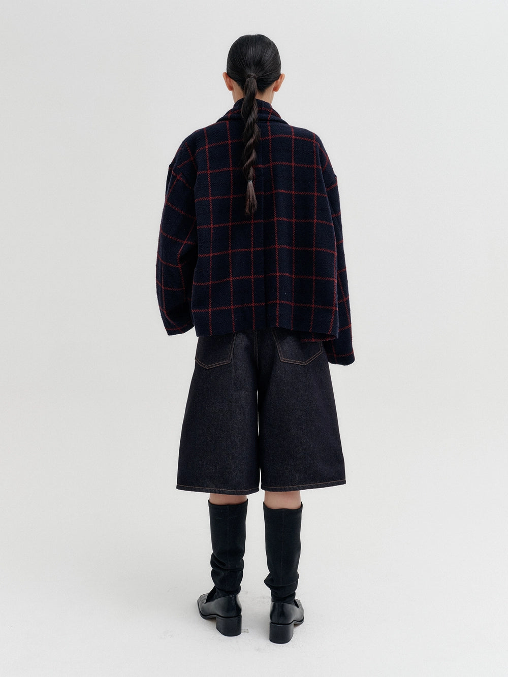 EENK Drape Shawl Collar Jacket - Navy