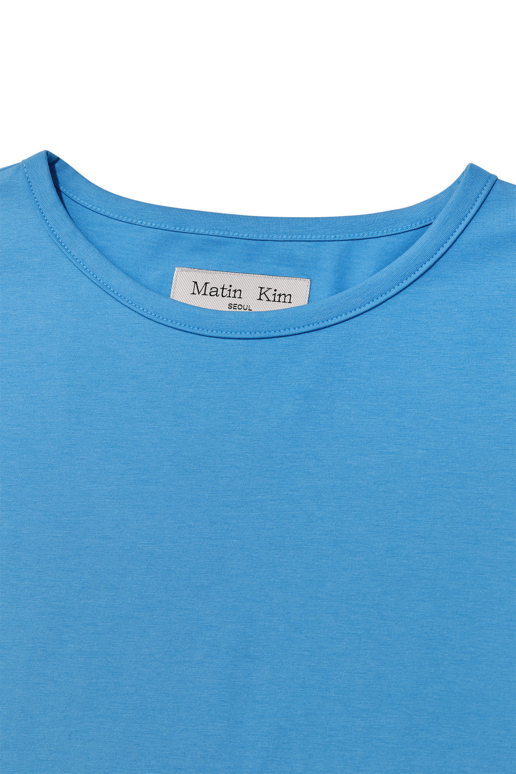 [matinkim] SLIT BUTTON POINT CROP TOP IN BLUE