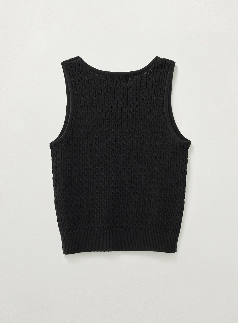 [satur] (W) Cable Knit Sleeveless Top - Black