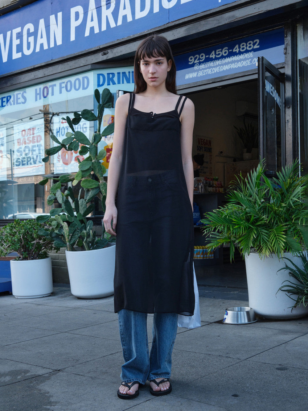 Low Classic Henley Neck Camisole Black