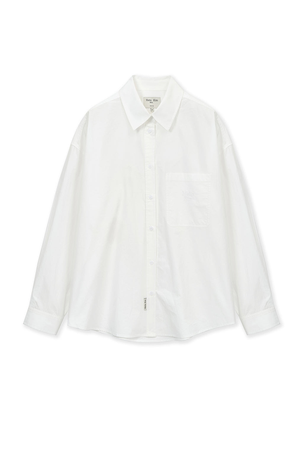 [matinkim] Embroidery Small Logo Shirt IN White