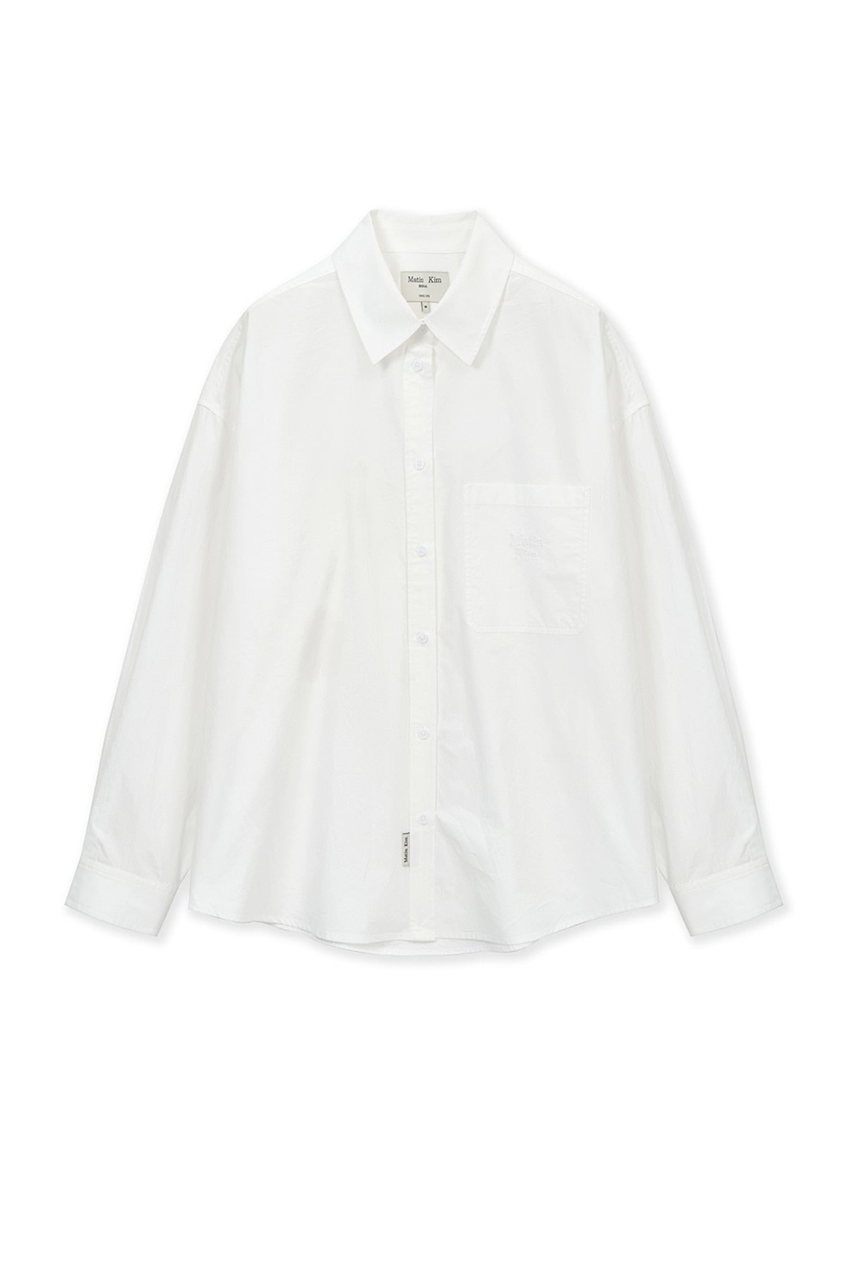 [matinkim] Embroidery Small Logo Shirt IN White