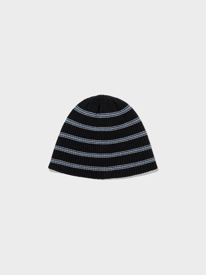 Low Classic Wool Cash Blend Striped Beanie Black