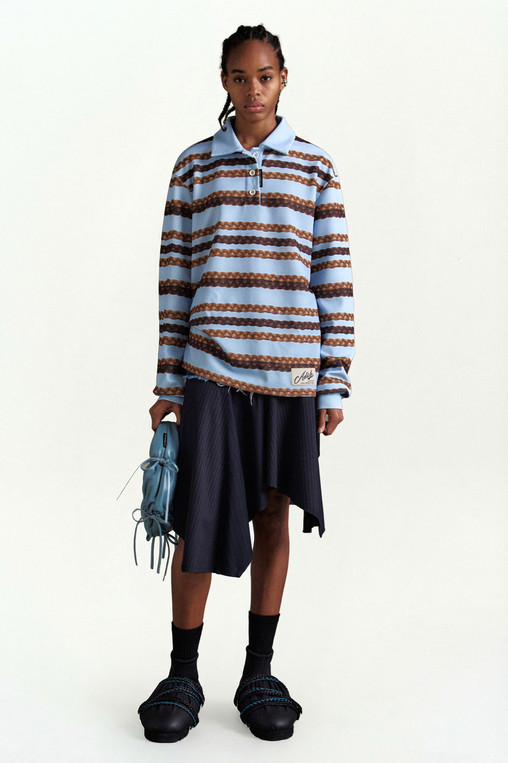 Andersson Bell Hair Braid Stripe Collar T-Shirt