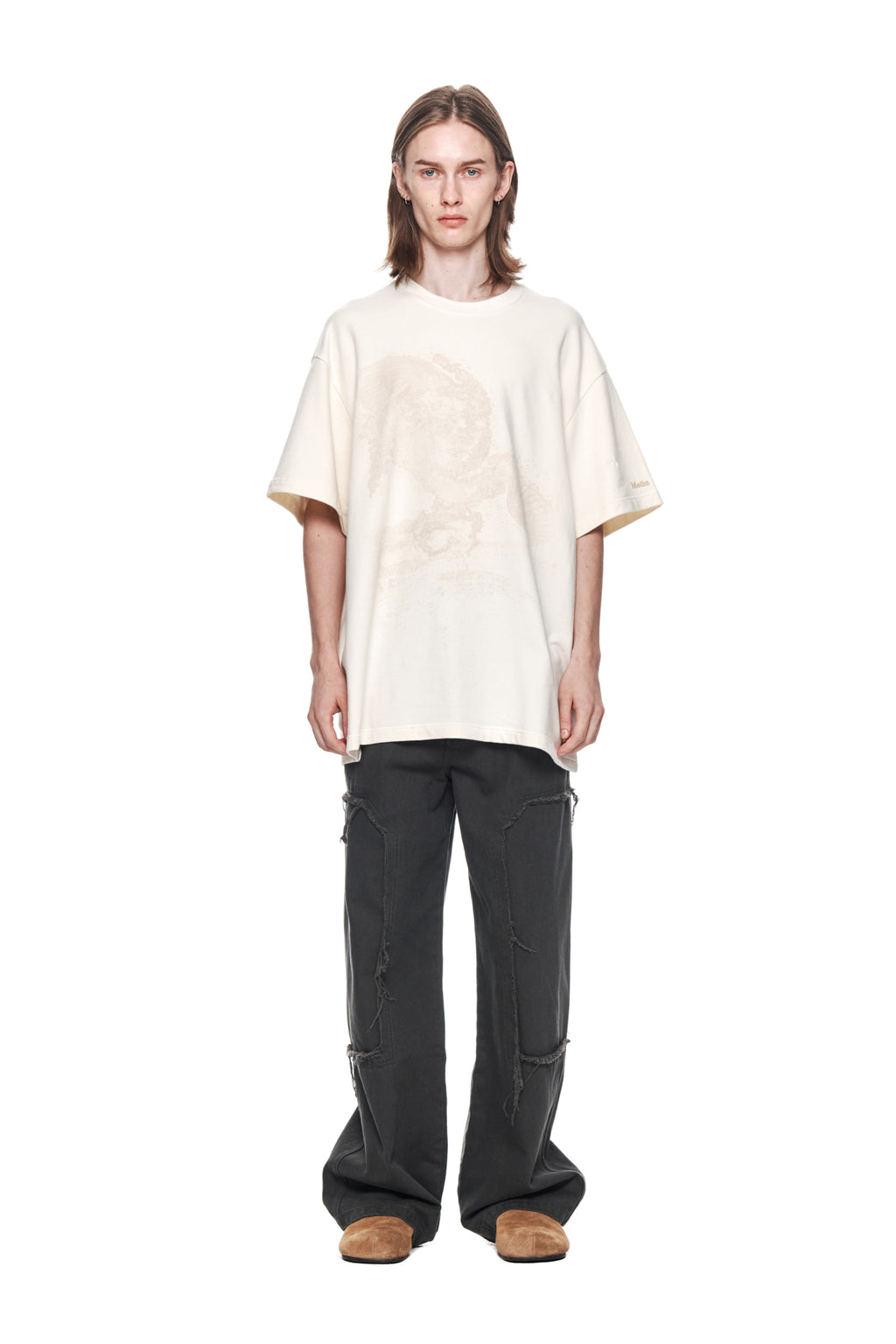 Matinkim Double Knee Cotton Denim Pants For Men IN Charcoal