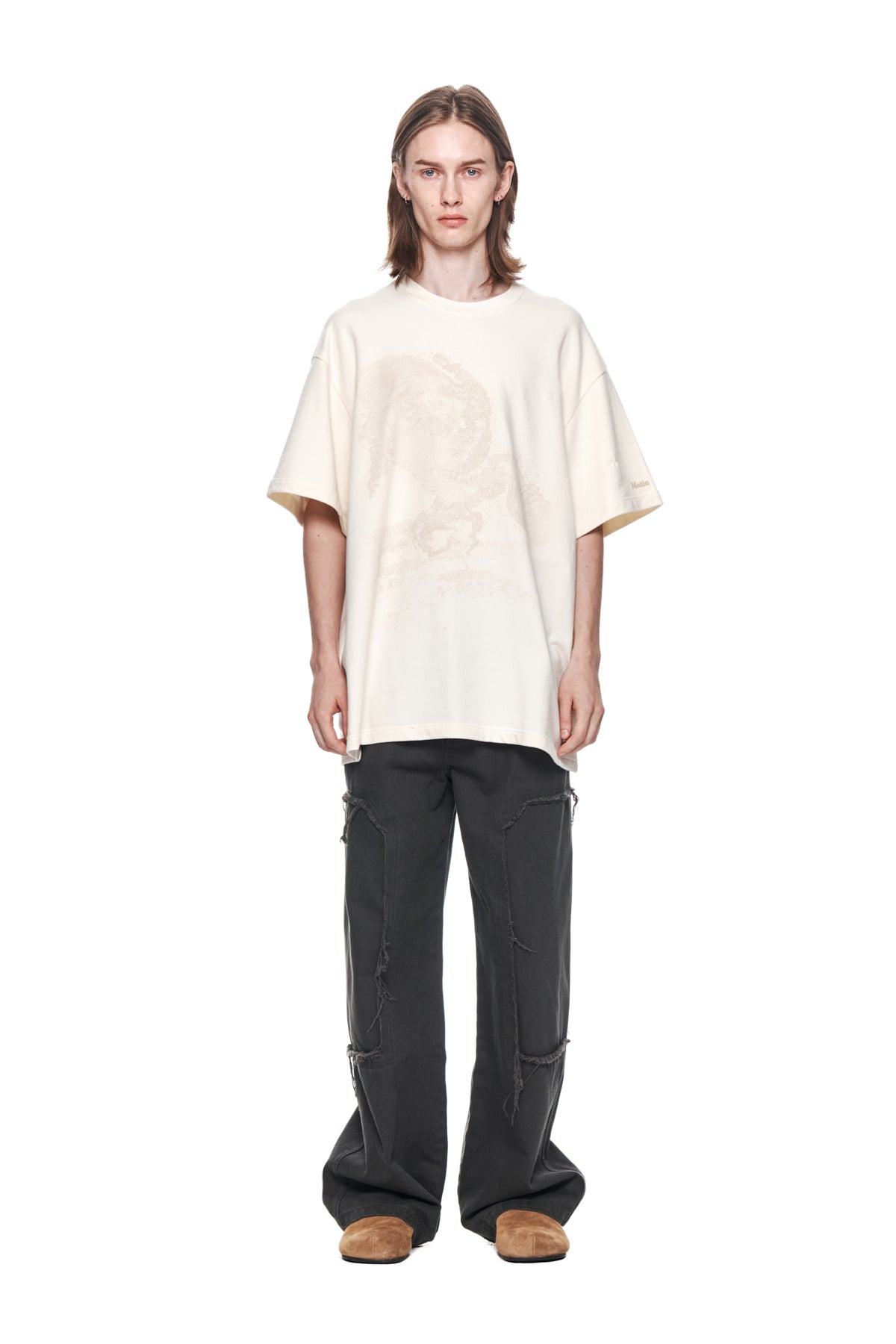 Matinkim Double Knee Cotton Denim Pants For Men IN Charcoal