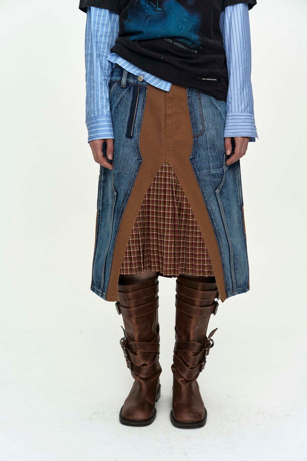Andersson Bell Carpenter Deconstructed Pleats Skirt Brown)