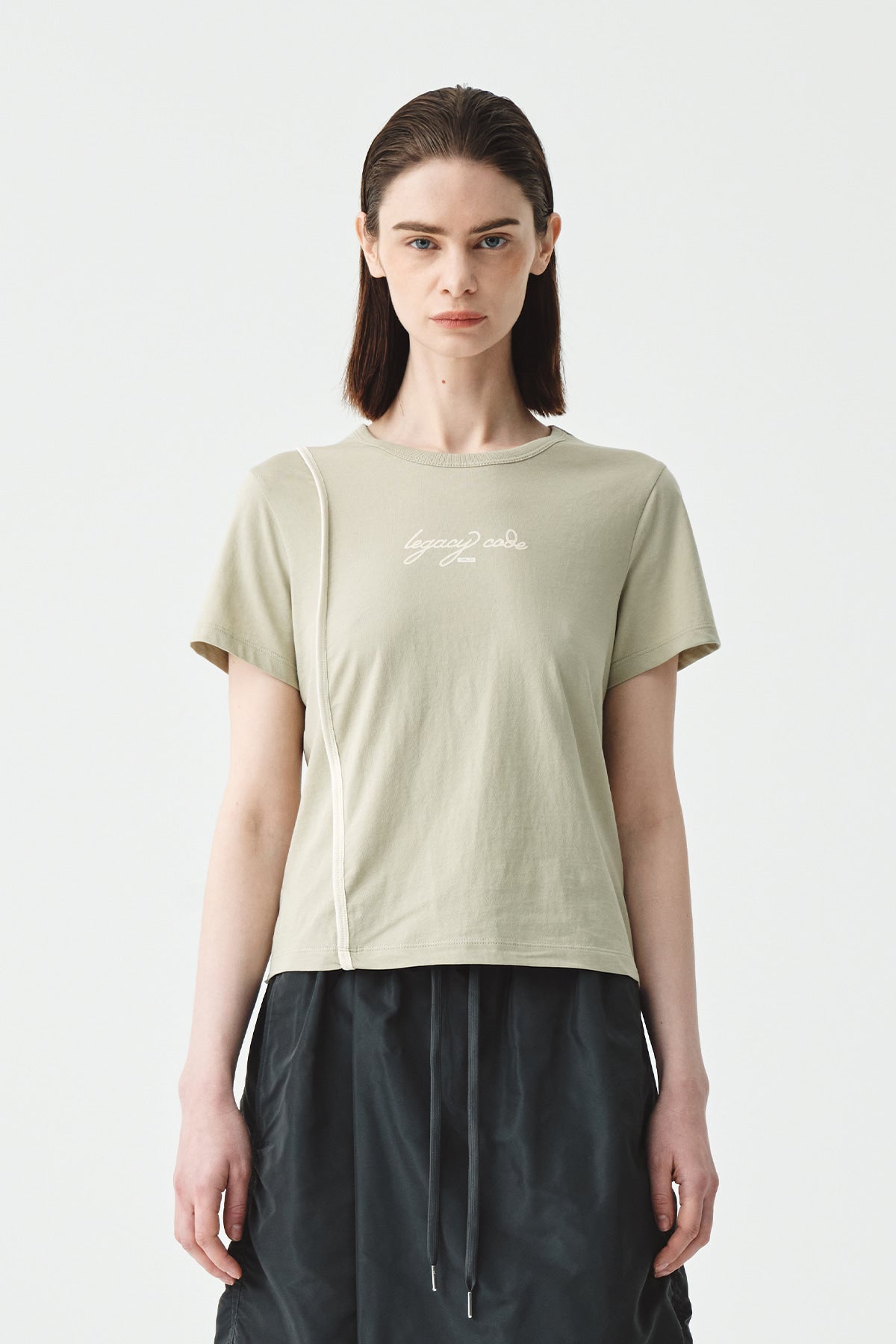 Matinkim Back Slit Slim Top IN Light Khaki