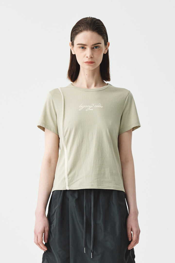 Matinkim Back Slit Slim Top IN Light Khaki