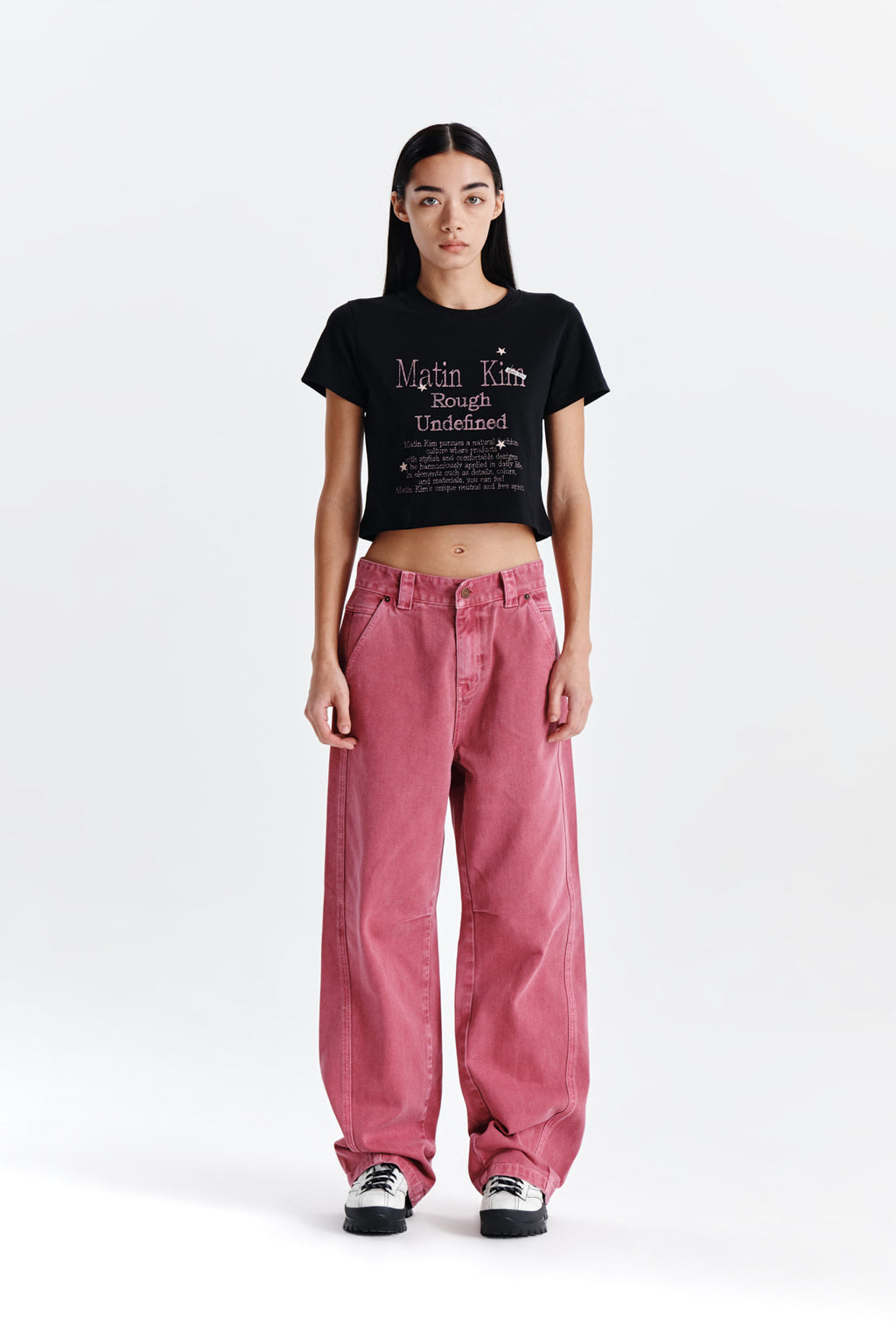 [matinkim] SIDE POINT COLOR DENIM PANTS FOR WOMEN IN PINK