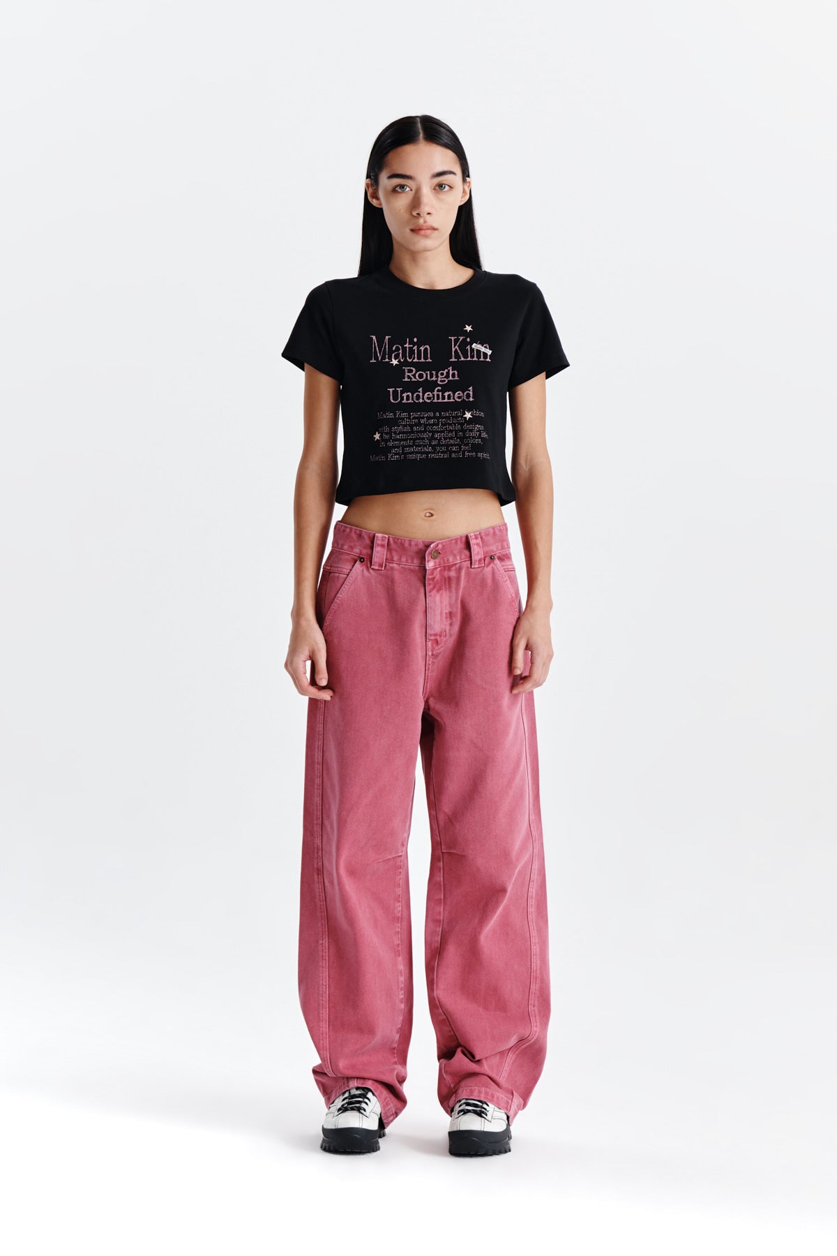 Matinkim Side Point Color Denim Pants For Women IN Pink