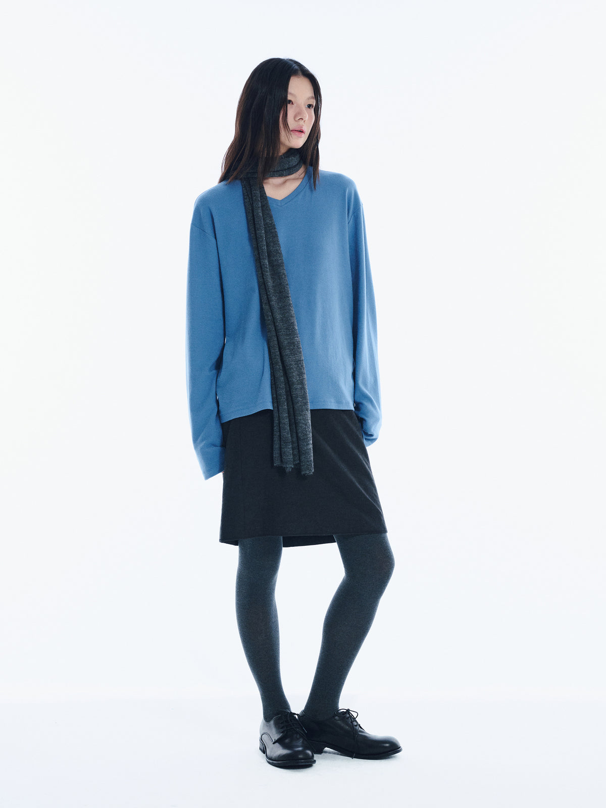 Low Classic Mohair Blend Muffler Charcoal Melange