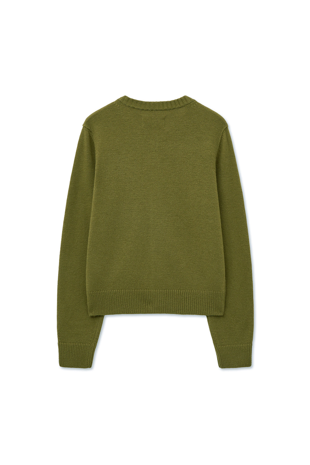 [matinkim] CASHMERE BLENDED ROUND KNIT CARDIGAN IN OLIVE