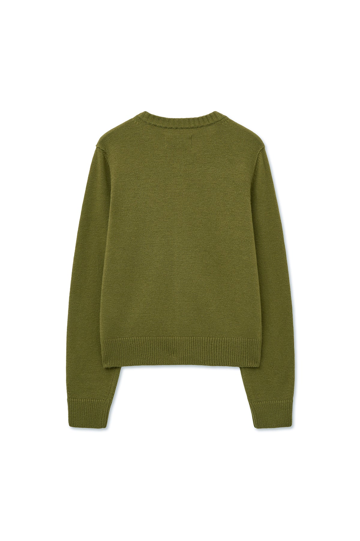 [matinkim] CASHMERE BLENDED ROUND KNIT CARDIGAN IN OLIVE