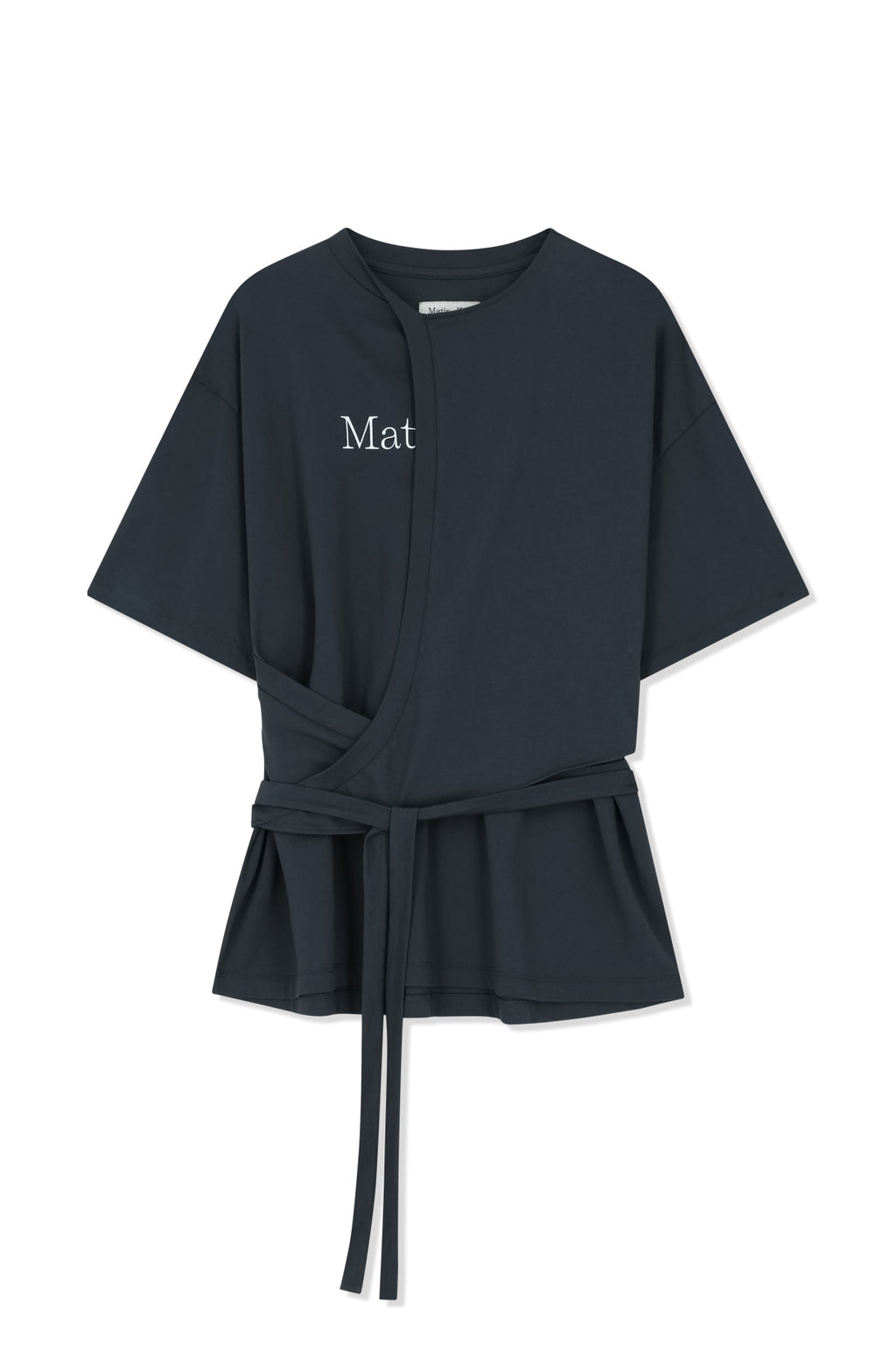 Matinkim Tie Detail Draped Logo Top IN Charcoal