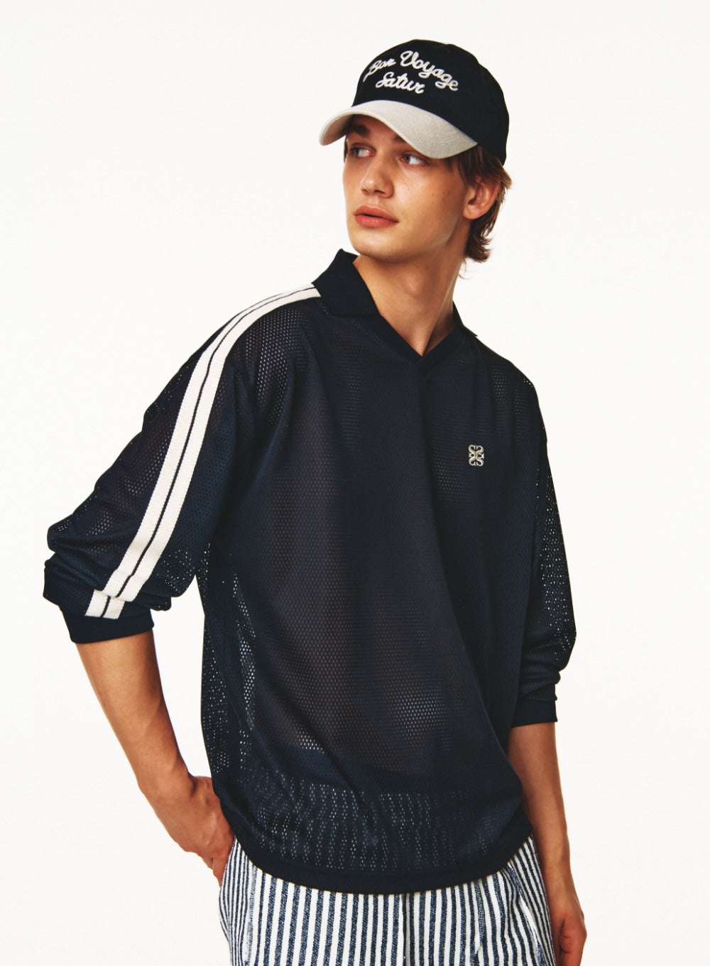 [satur] Bon Voyage Contrast 5 Panel Ball Cap - Black