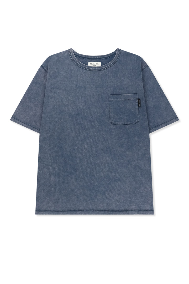 Matinkim Vintage Washed Pocket Top For Men IN Smoke Blue